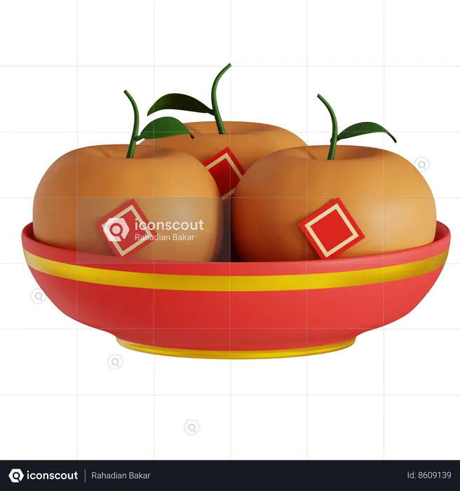 Seau de fruits orange  3D Icon