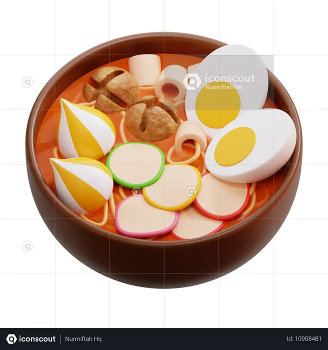 Seblak, indonesische würzige, herzhafte Nass-Chips-Suppe  3D Icon