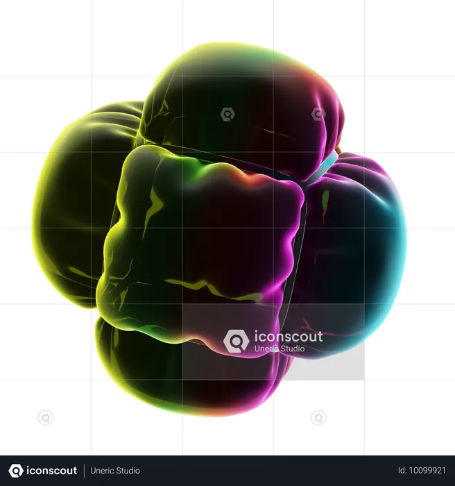 Sechs Rechteck Ballon Neon abstrakt  3D Icon