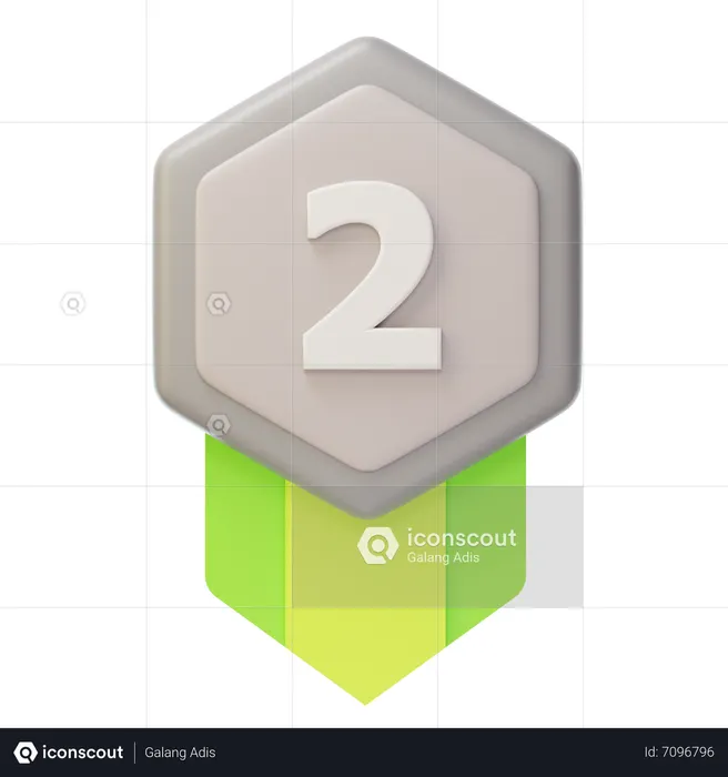 Second Place Silver Medal  3D Icon