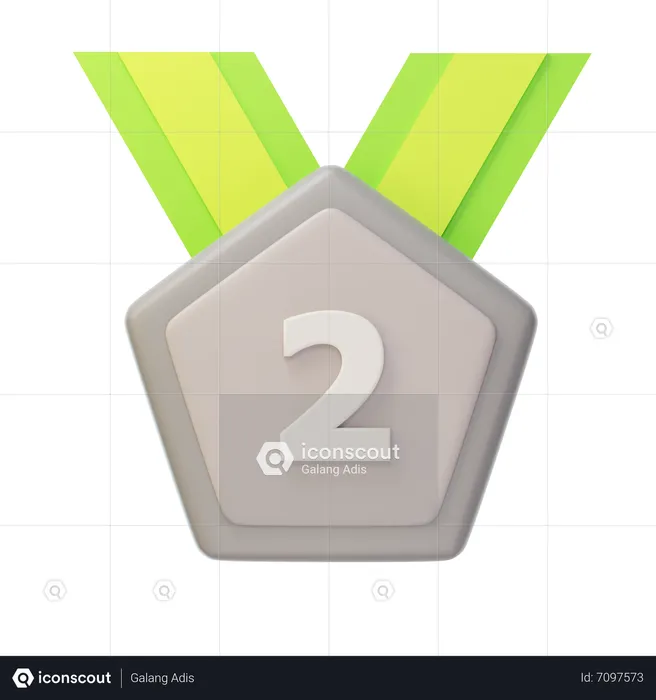 Second Place Silver Medal  3D Icon
