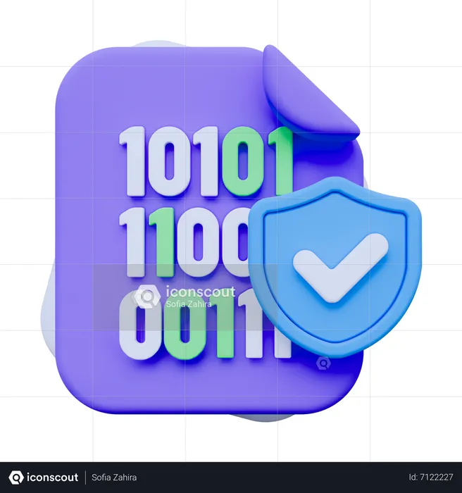 Secure Binary Code  3D Icon