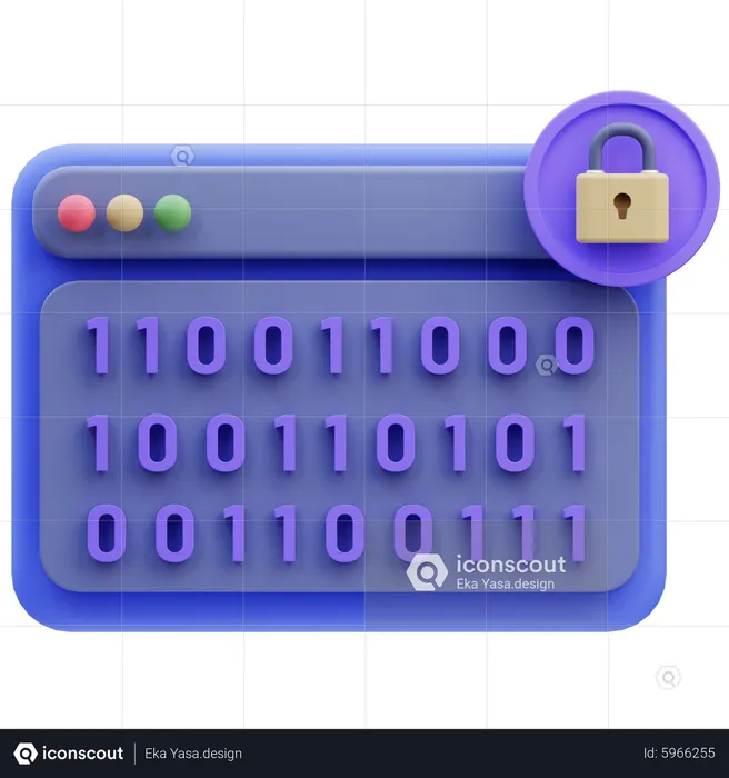 Secure Binary Code  3D Icon