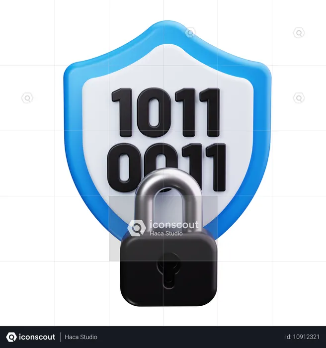 Secure Binary Code  3D Icon