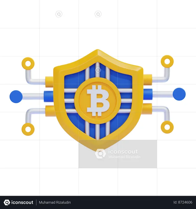 Secure Bitcoin  3D Icon