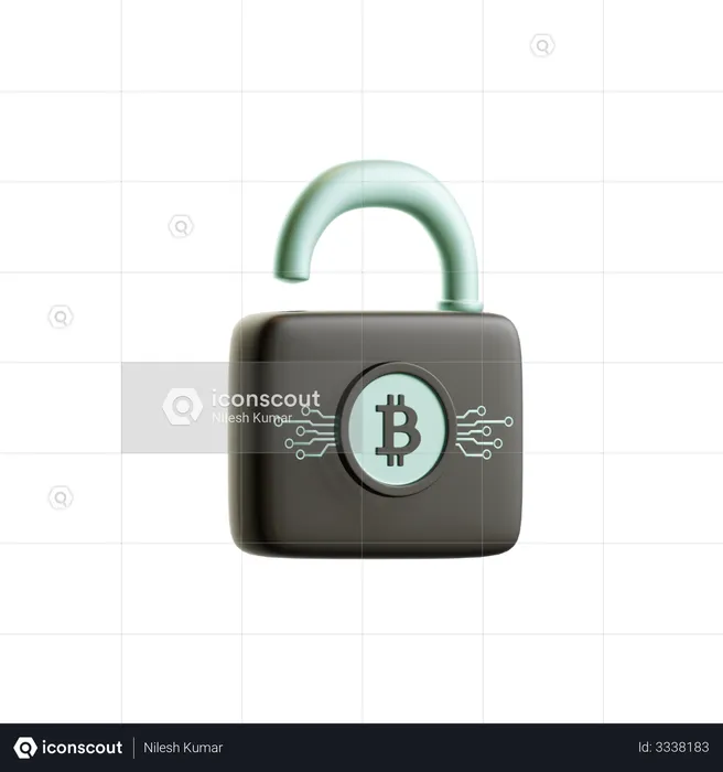 Secure bitcoin  3D Illustration