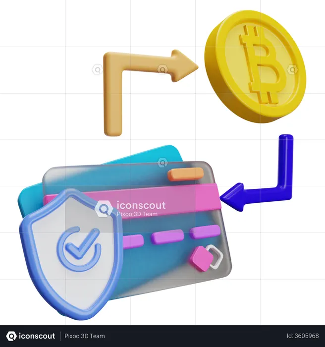 Secure Bitcoin Conversion  3D Icon