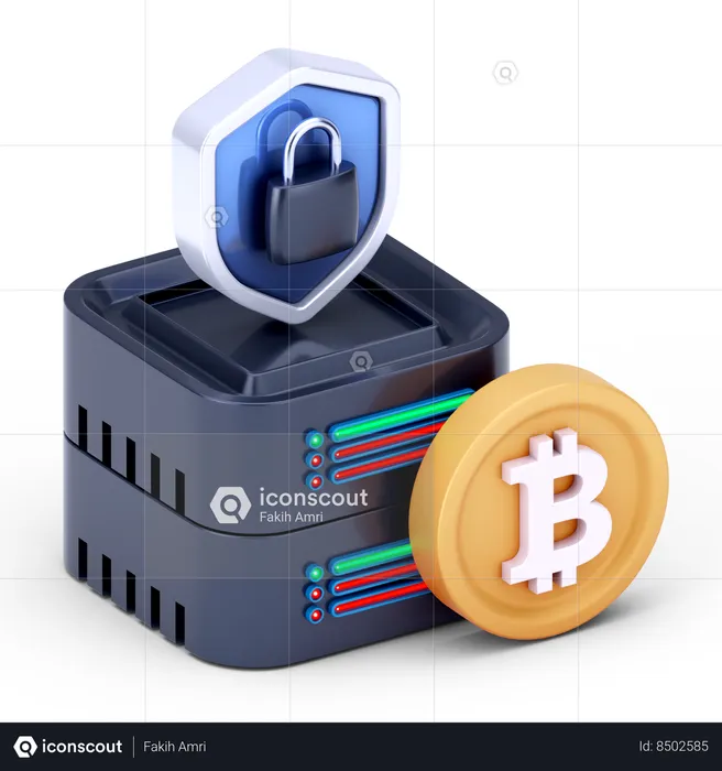 Secure Bitcoin Server  3D Icon