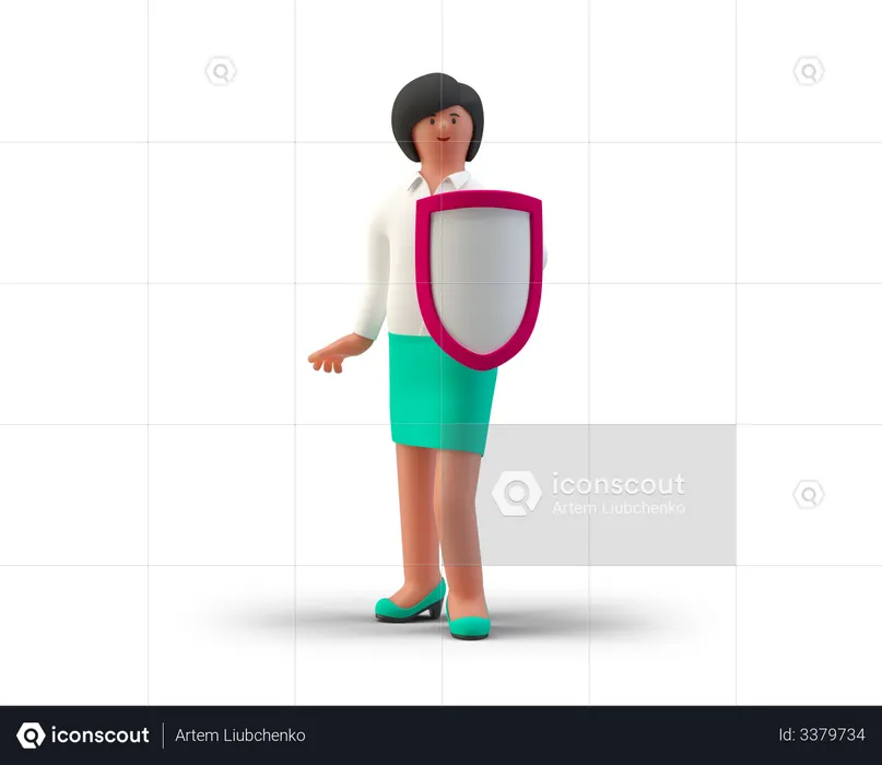 Secure Businesswoman  3D Illustration