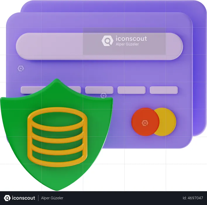 Secure Card Database  3D Illustration