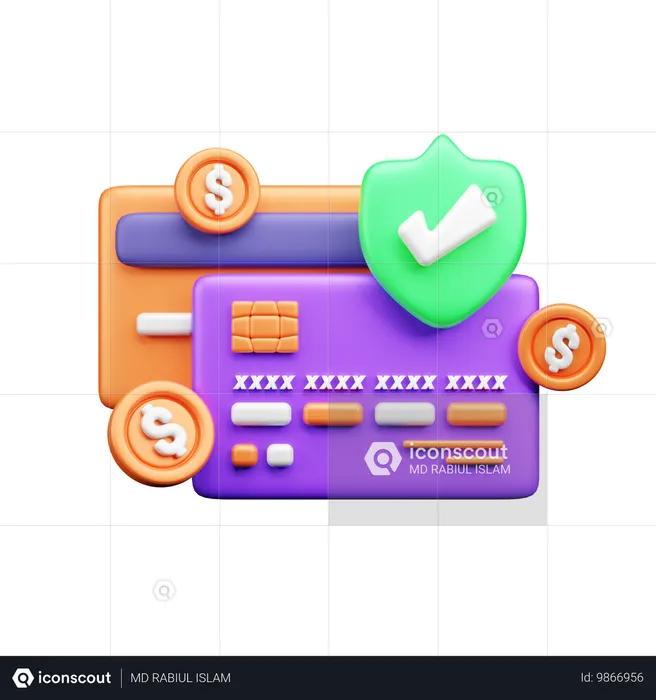 Secure card payment  3D Icon