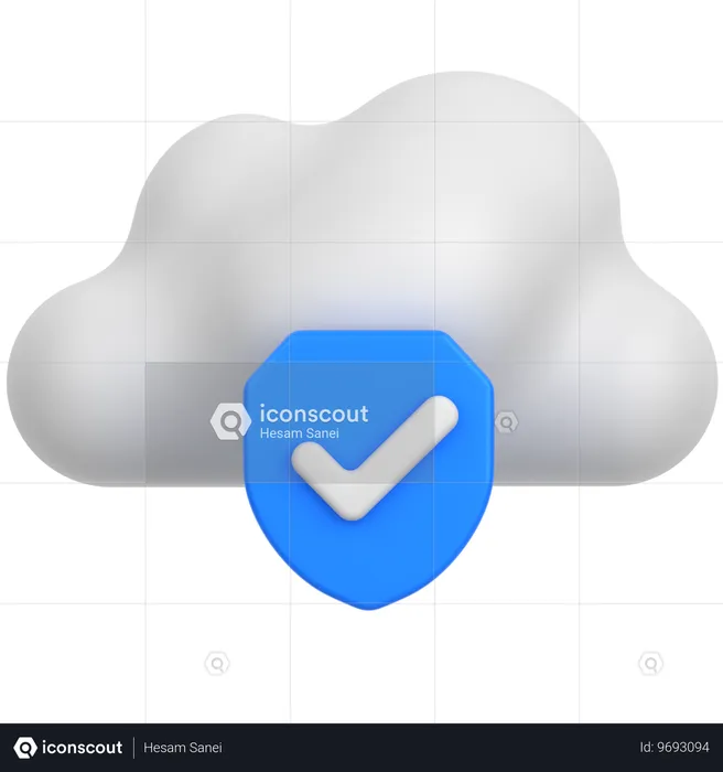 Secure Cloud  3D Icon