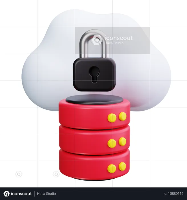 Secure Cloud Storage  3D Icon