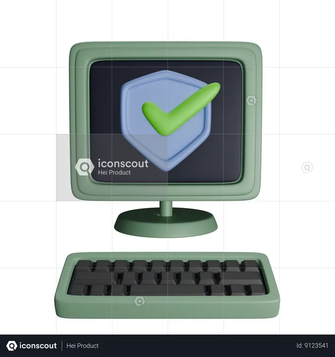 Secure Computer  3D Icon