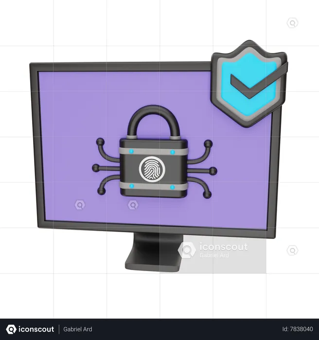 Secure Computer  3D Icon