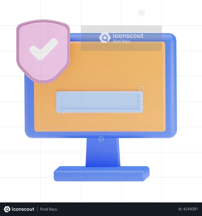 Secure Computer  3D Illustration