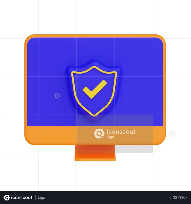 Secure Computer  3D Illustration