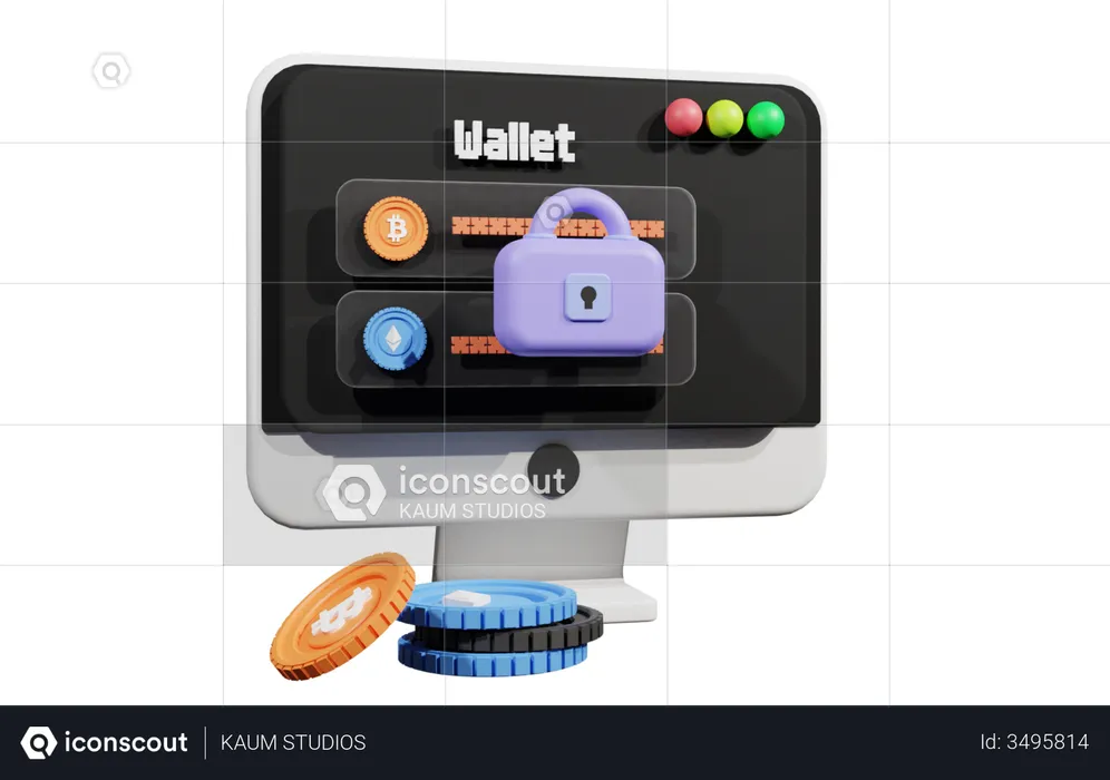 Secure Crypto Wallet  3D Illustration