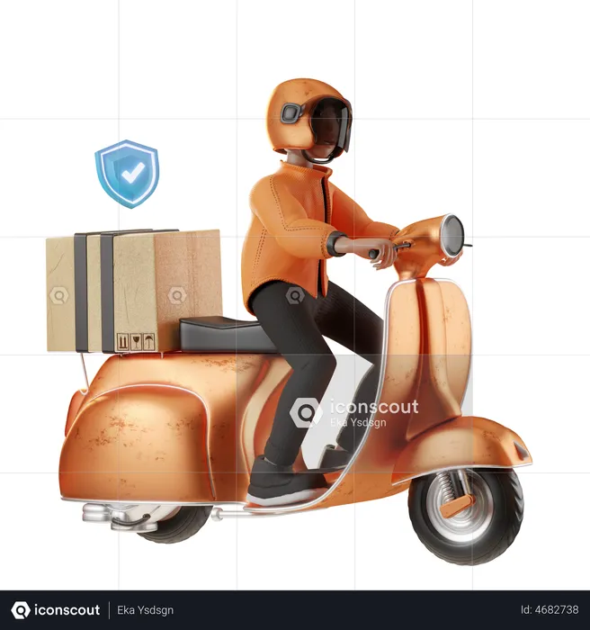 Secure Delivery Scooter  3D Illustration