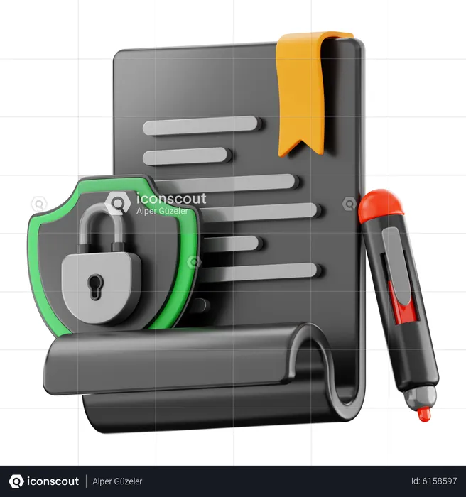 Secure Document  3D Icon