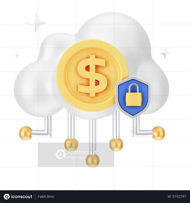 Secure Dollar Cloud  3D Icon