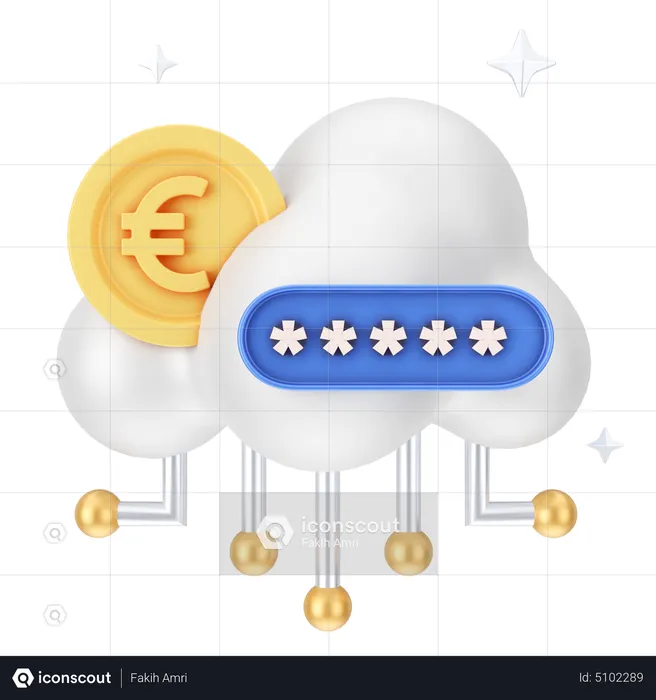Secure Euro Cloud  3D Icon