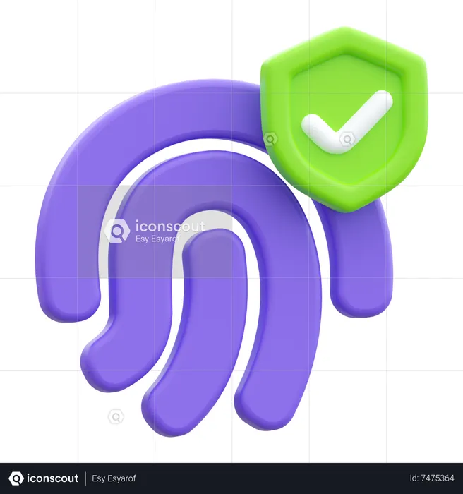 Secure Fingerprint  3D Icon