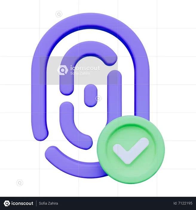 Secure Fingerprint  3D Icon