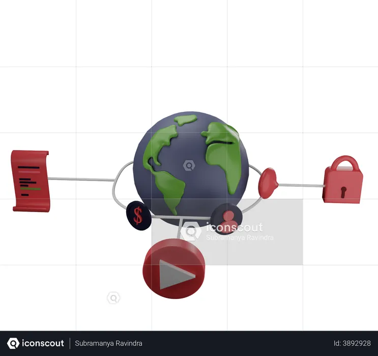 Secure Global Networking  3D Illustration
