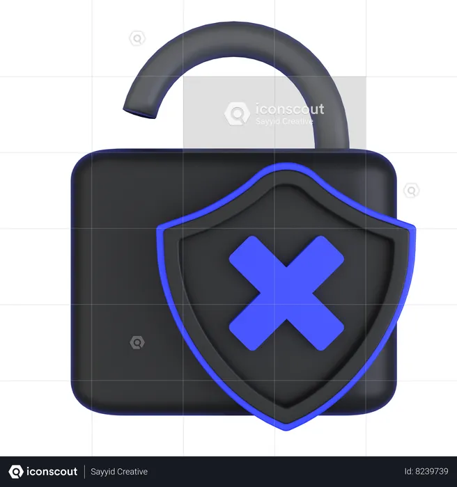 Secure Lock Open  3D Icon
