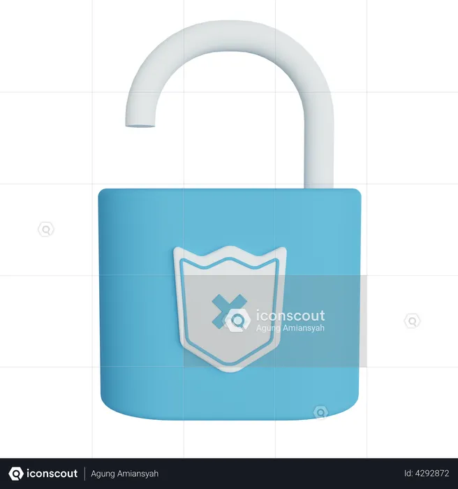 Secure Lock Open  3D Illustration