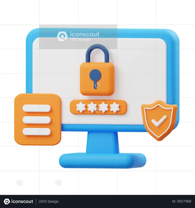 Secure log in  3D Illustration