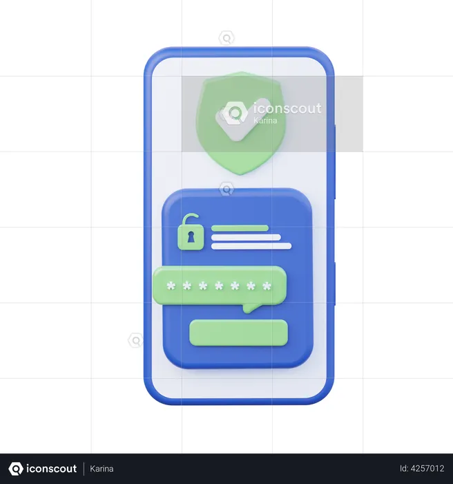 Secure login to your account on mobile phone.  3D Illustration