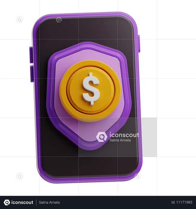 Secure Mobil banking  3D Icon