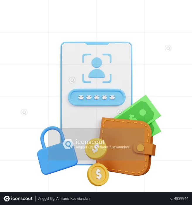 Secure Mobile Banking  3D Icon