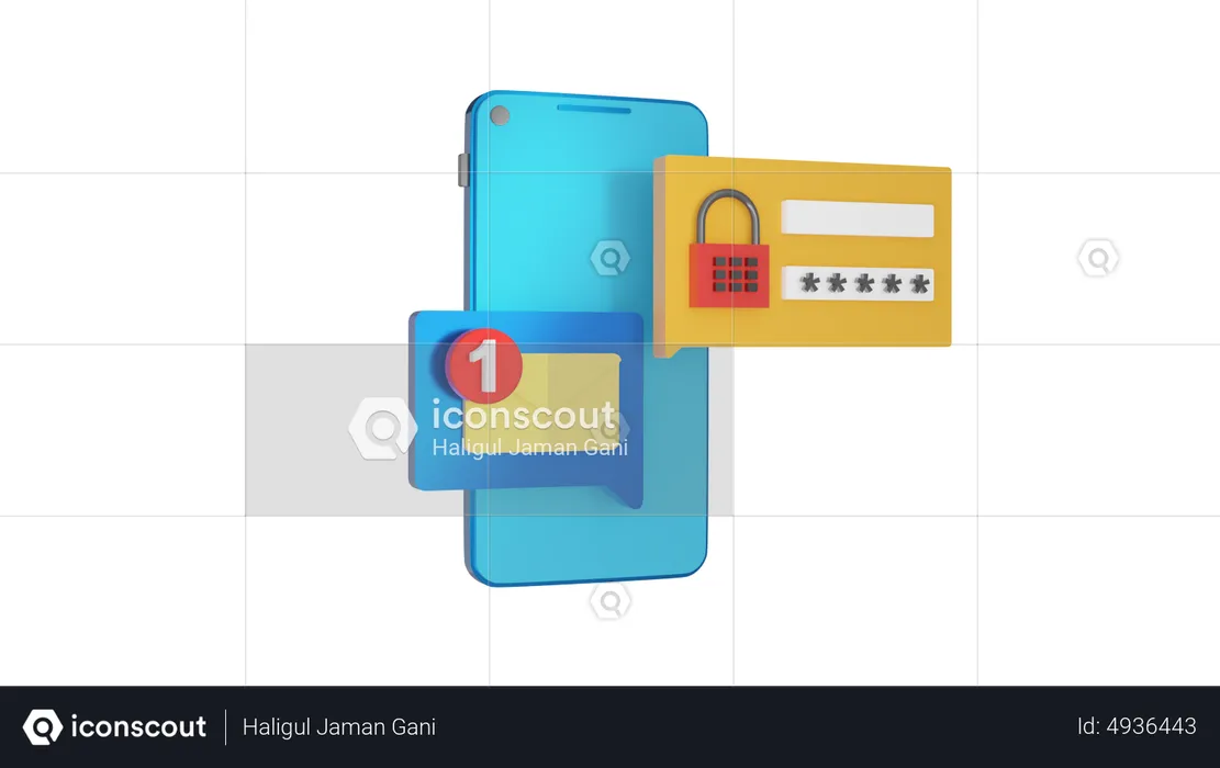 Secure Mobile Message  3D Icon