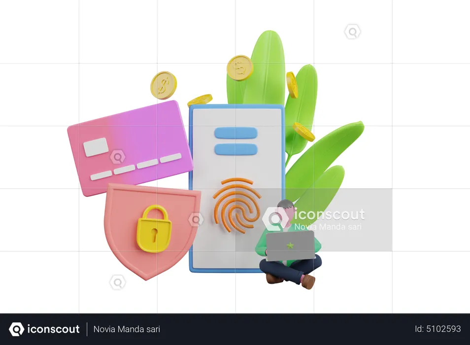 Secure online payment transaction  3D Illustration
