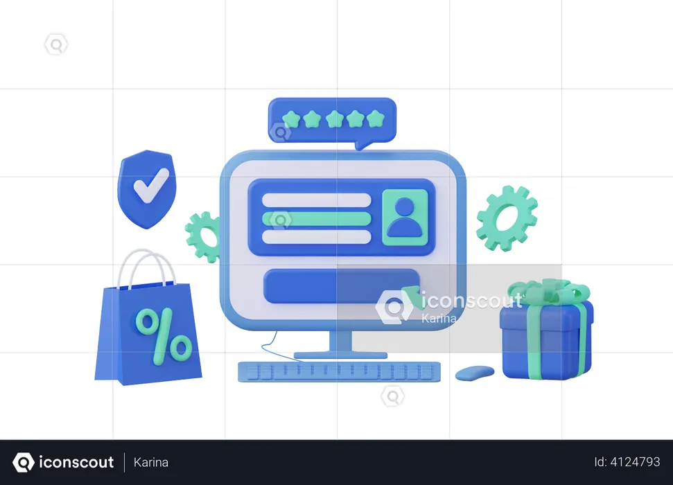 Secure online shopping  3D Illustration