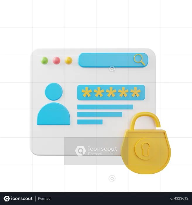 Secure Password  3D Illustration