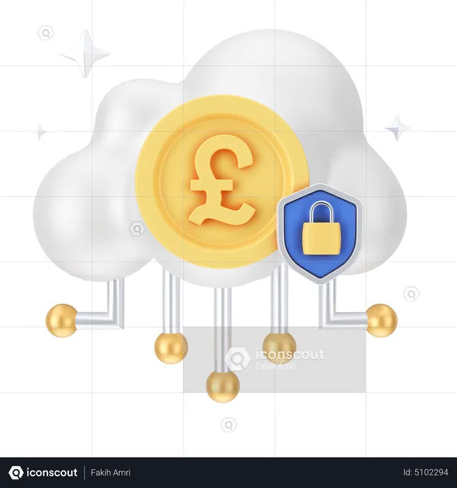 Secure Pound Cloud  3D Icon