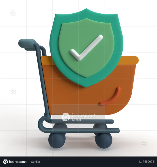 Secure Shopping  3D Icon