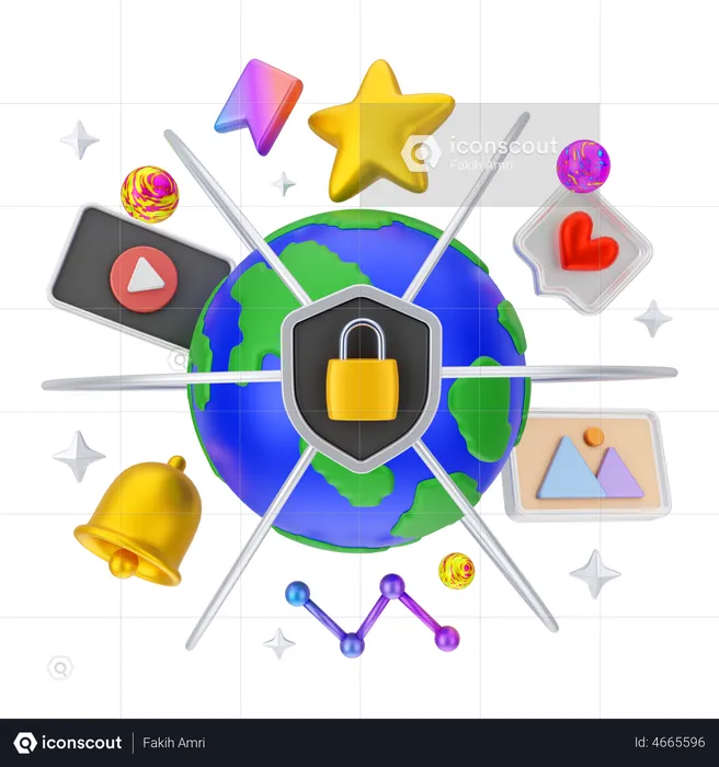 Secure social media marketing  3D Illustration