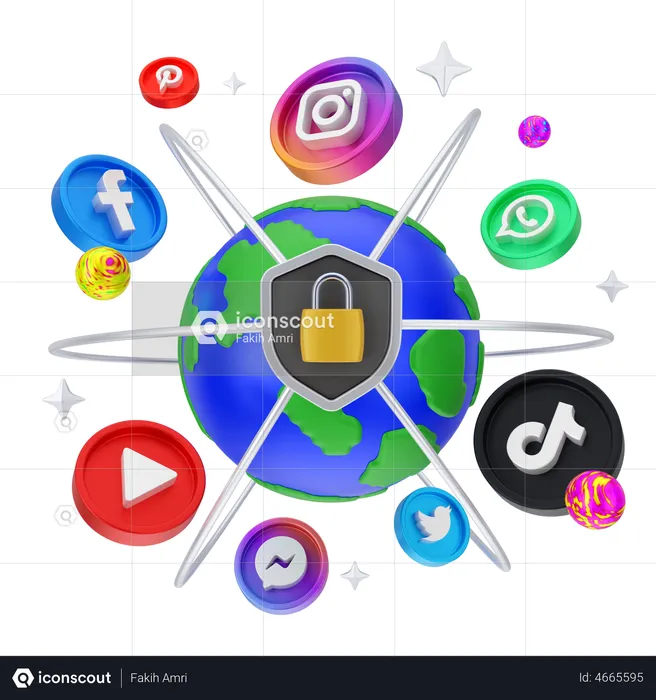 Secure social media marketing  3D Illustration