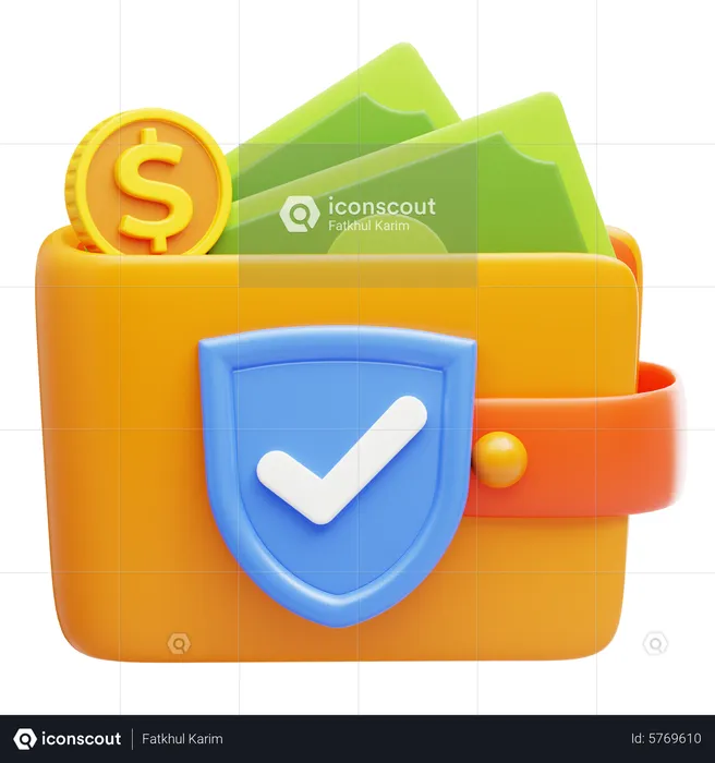Secure wallet  3D Icon