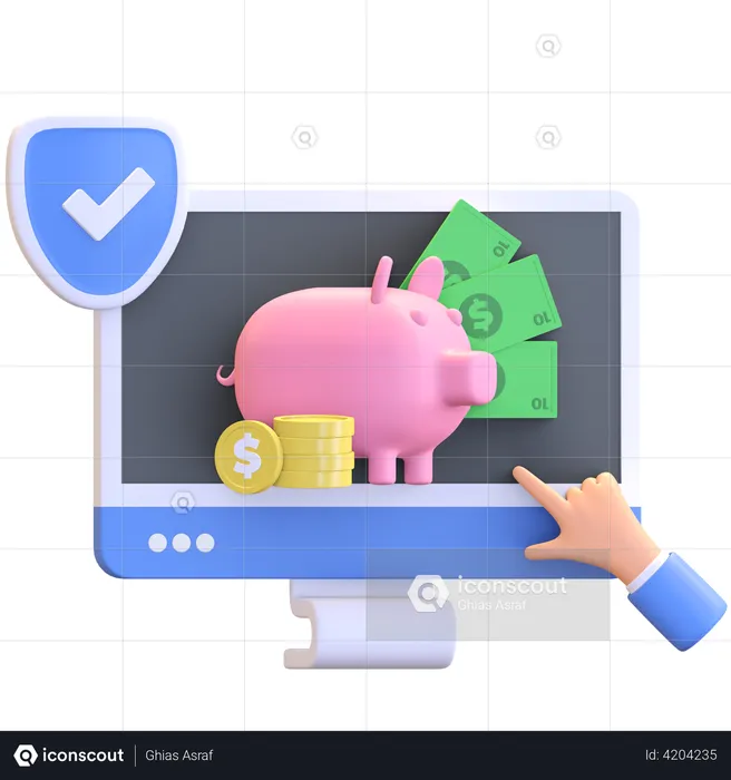 Secure web online banking  3D Illustration