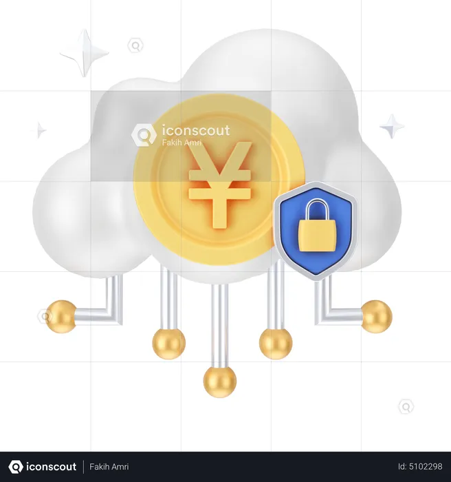 Secure Yen Cloud  3D Icon
