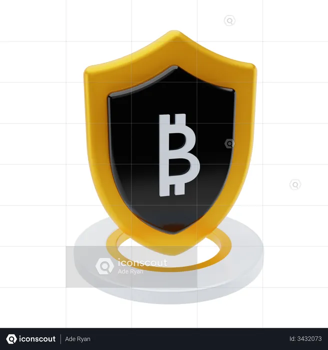 Secured cryptocurrency  3D Illustration