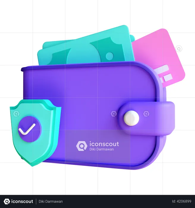 Secured Wallet  3D Illustration