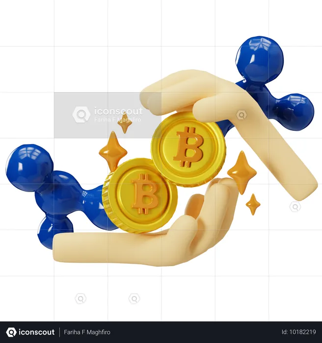 ビットコイン取引のセキュリティ確保: ブロックチェーンの基礎  3D Illustration