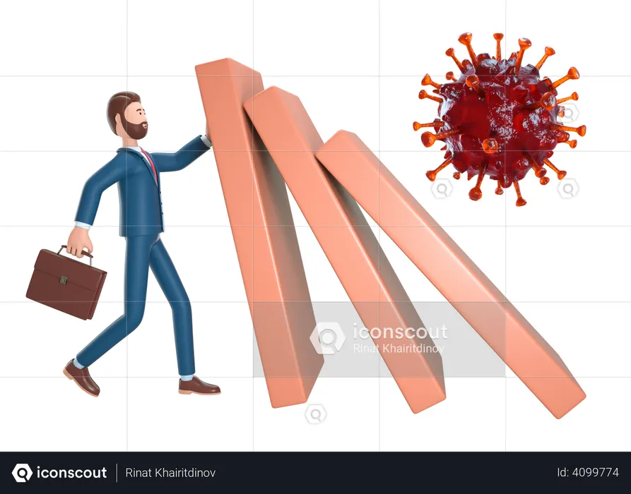 Securing business from Corona  3D Illustration